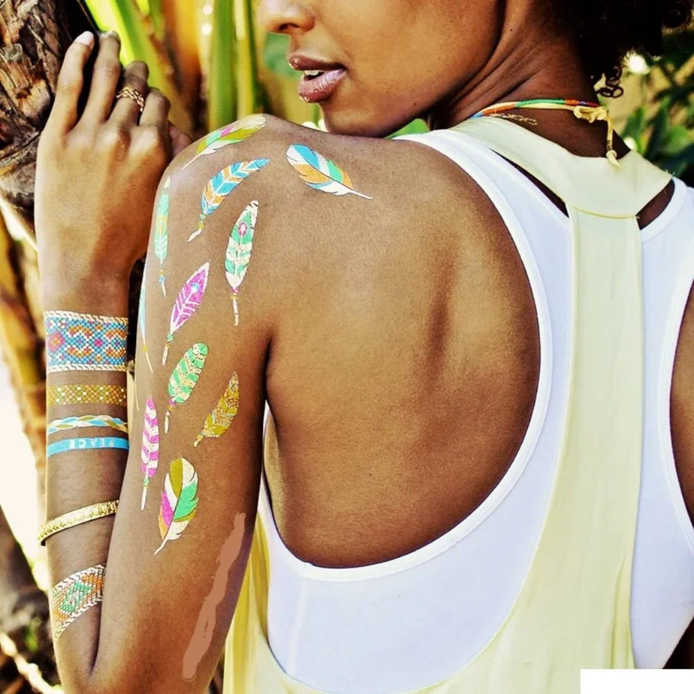 3 sheets Golden Silver Temporary Tattoo